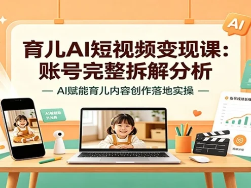 育儿AI短视频变现课:账号完整拆解分析,AI赋能育儿内容创作落地实操