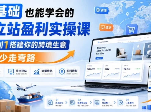 零基础也能学会的独立站盈利实操课，从0到1搭建你的跨境生意，帮你少走弯路