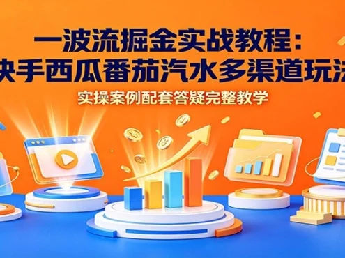 一波流掘金实战教程:快手西瓜番茄汽水多渠道玩法,实操案例配套答疑完整教学