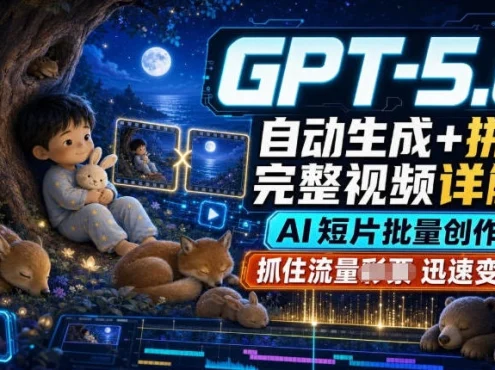 GPT-5.6自动生成+拼接完整视频详解,AI短片批量创作,抓住流量迅速变现!