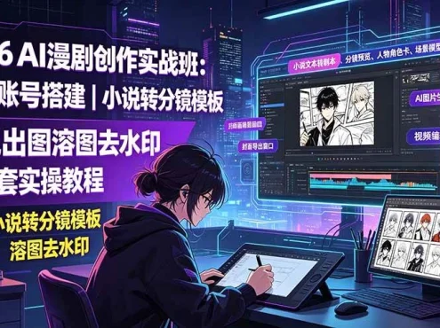 (19433期)2026AI漫剧创作实战班:工具账号搭建|小说转分镜模板|豆包出图溶图去水印全套实操教程