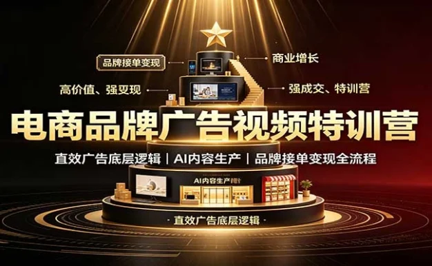 电商品牌广告视频特训:直效广告底层逻辑,AI内容生产,品牌接单变现全流程