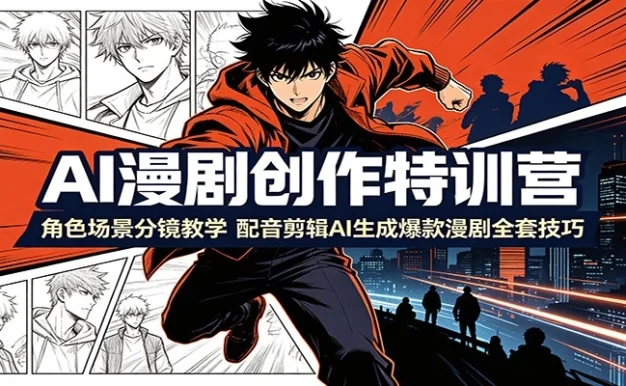 AI漫剧创作特训营:角色场景分镜教学,配音剪辑AI生成爆款漫剧全套技巧