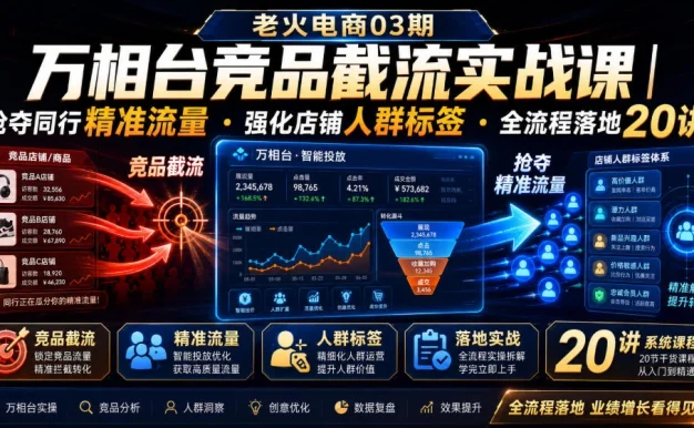 老火电商03期・万相台竞品截流实战课|抢夺同行精准流量・强化店铺人群标签・全流程落地20讲