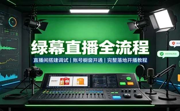 绿幕直播全流程:直播间搭建调试,账号橱窗开通,完整落地开播教程