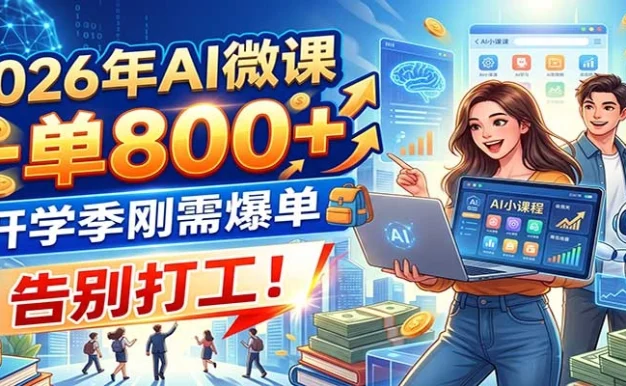2026年AI微课,一单800+,开学季刚需爆单,告别打工!