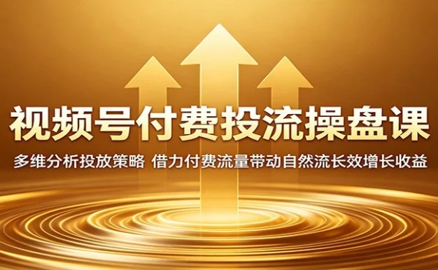 视频号付费投流操盘课:多维分析投放策略,借力付费流量带动自然流长效增长收益