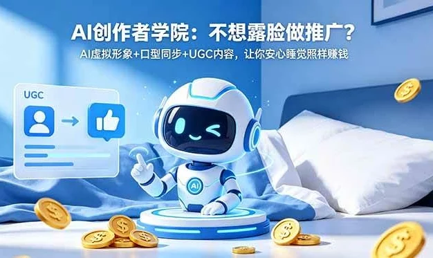 (18599期)AI创作者学院:不想露脸做推广?AI虚拟形象+口型同步+UGC内容,让你安心睡觉照样赚钱