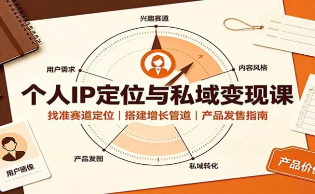 个人IP定位与私域变现课:找准赛道定位,搭建增长管道,产品发售指南