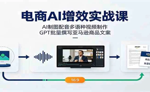 电商AI增效实战课:AI制图配音多语种视频制作,GPT批量撰写亚马逊商品文案