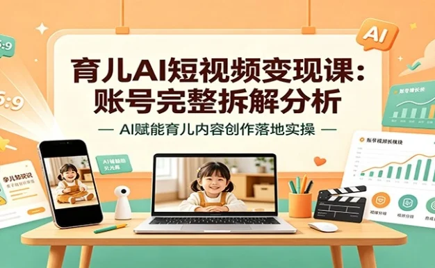 育儿AI短视频变现课:账号完整拆解分析,AI赋能育儿内容创作落地实操