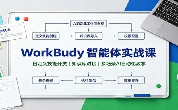 WorkBuddy智能体实战课:自定义技能开发,知识库对接,多场景AI自动化教学