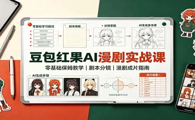 豆包红果AI漫剧实战课:零基础保姆教学,剧本分镜,漫剧成片指南
