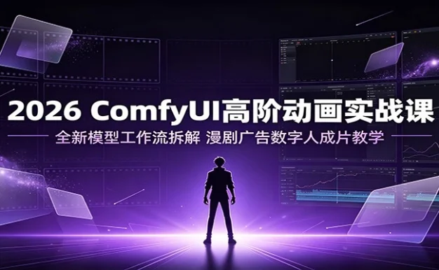 2026 ComfyUI高阶动画实战课:全新模型工作流拆解,漫剧广告数字人成片教学