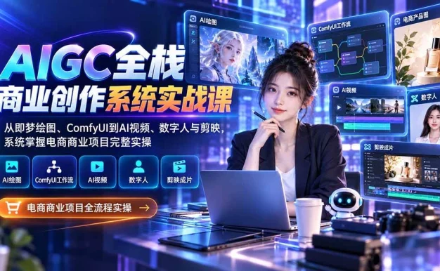 （20342期）AIGC全栈商业创作系统实战课：从即梦绘图、ComfyUI到AI视频、数字人与剪映，系统掌握电商商业项目完整实操