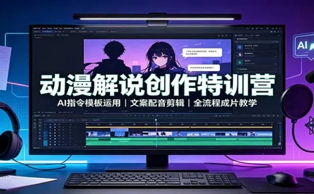 动漫解说创作特训营:AI指令模板运用,文案配音剪辑,全流程成片教学